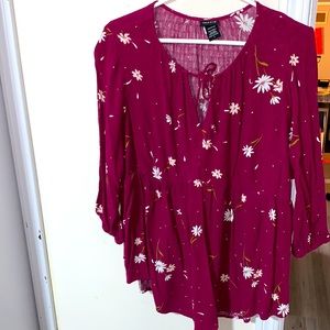 Torrid Burgundy 3/4 sleeve top